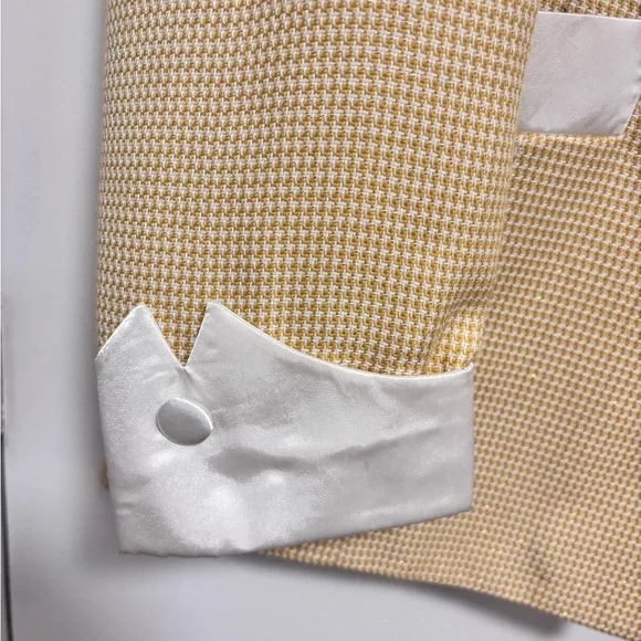 Women's Yellow and Gold Blazer with White Satin Accents - Picture 5 of 7